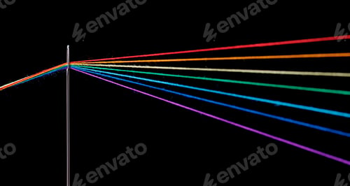 Preview: multi-colored threads for sewing in the form of a rainbow pass through an antique needle