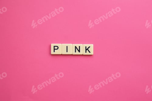 Preview: the work Pink in word tiles on pink background