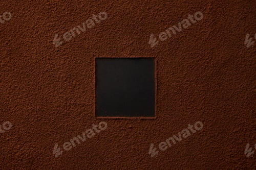 Preview: top view of gourmet cocoa powder with square copy space on black background