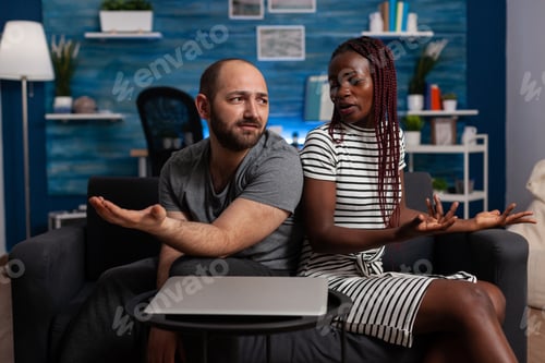 Preview: Angry interracial couple having argument and dispute