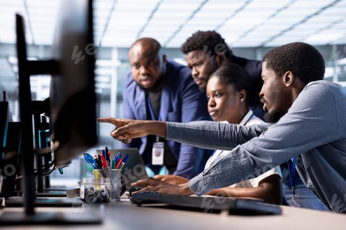 Preview: Data center coworkers doing brainstorming, creating technical documentation