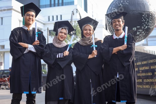 Preview: College graduated students celebration outdoor