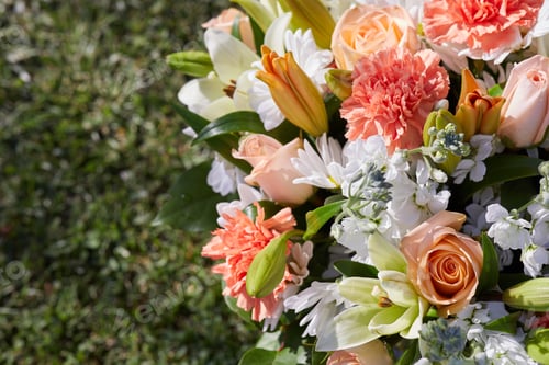 Preview: Top view of bunch of fresh flowers at the Garden