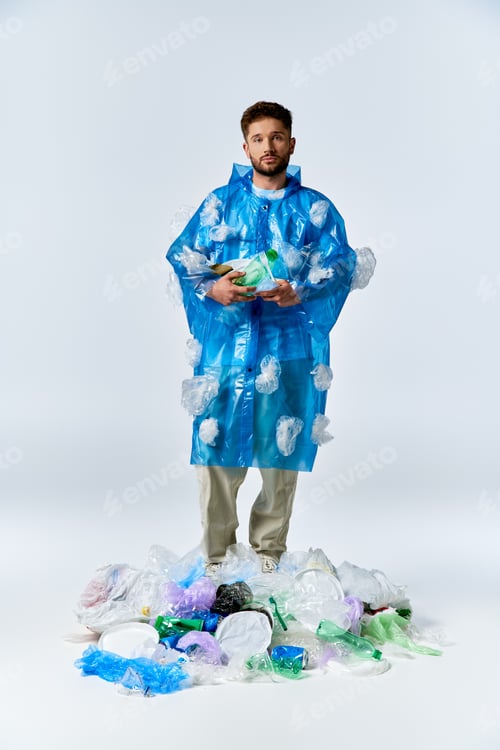 Preview: Man in Plastic, Surrounded by Waste
