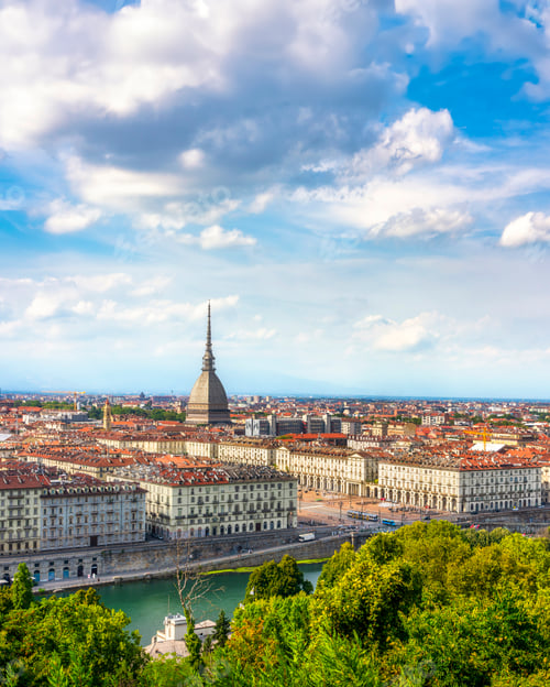 Preview: Turin aerial view from Monte dei Cappuccini with Mole Antonelliana, Italy