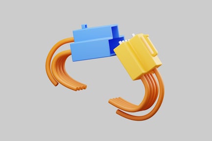 Preview: Electrical connectors connected by orange cables