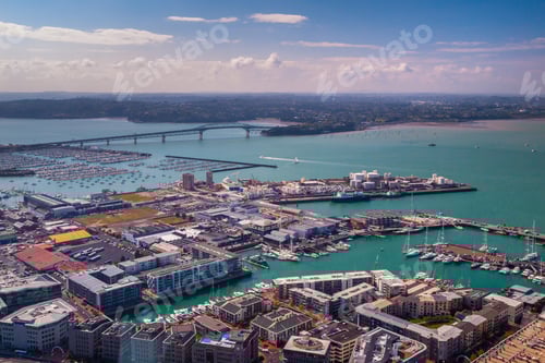 Preview: Auckland industrial harbor aerial view
