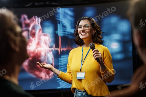 Preview: woman is giving a presentation at conference