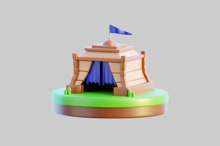 Preview: Low poly tent with flag