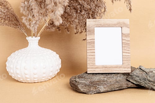Preview: Mockup with wooden frame and natural elements