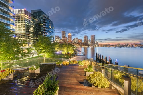 Preview: Boston, Massachusetts, USA Downtown City Skyline and Pier