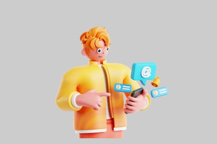 Preview: Cartoon man with phone notifications