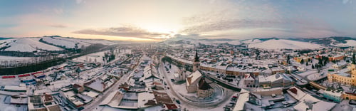 Preview: Panorama of the central part of Podolinec in winter, Slovakia