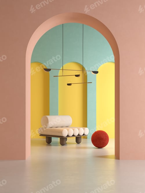 Preview: Memphis style conceptual interior room