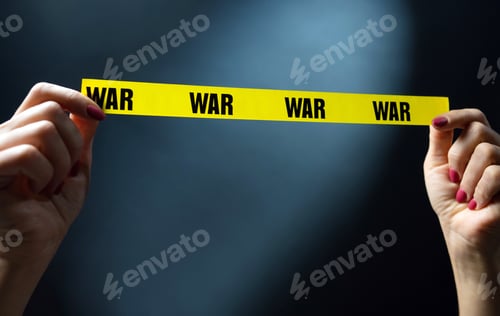 Preview: Warning Tape With War Text
