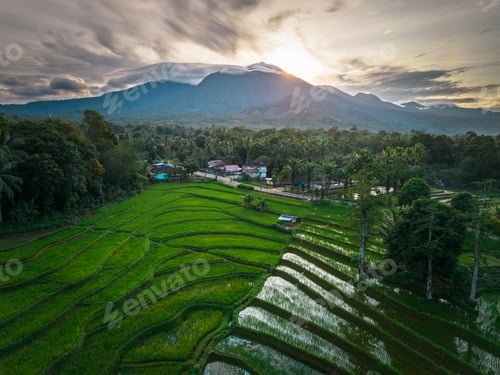 Preview: beautiful morning view indonesia panorama landscape beach with beauty color and sky natural light