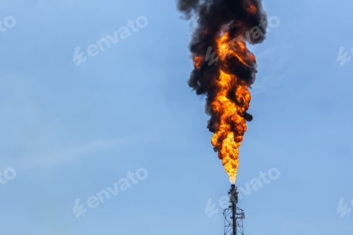 Preview: Oil Refinery Factory Plant With Flare Gas Emission.