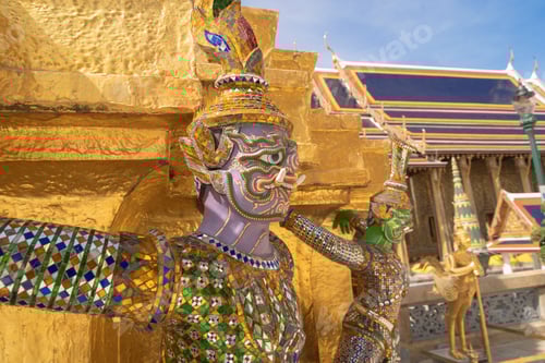 Preview: Golden pagoda at Temple of the Emerald Buddha in Bangkok, Thailand. Wat Phra Kaew and Grand palace