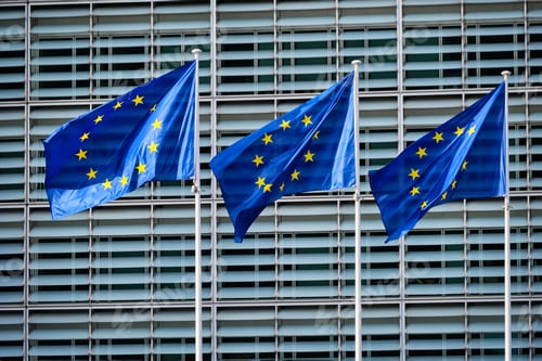 Preview: EU flags in front of European Commission
