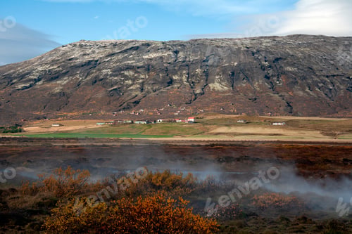 Preview: Geothermal steam in the landscape of northern Iceland