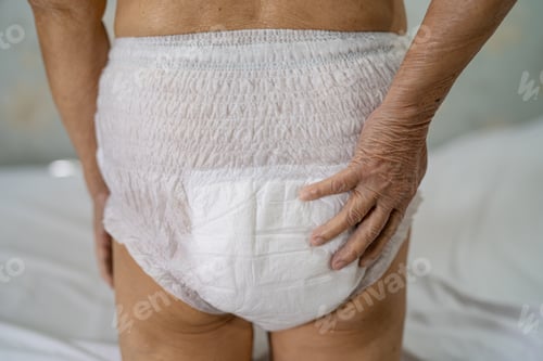 Preview: Asian senior or elderly old lady woman patient wearing incontinence diaper