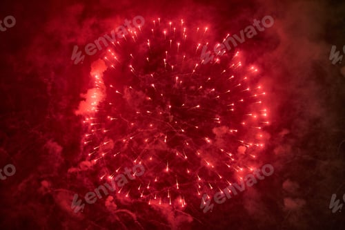 Preview: colorful and bright fireworks in the night sky at the festival