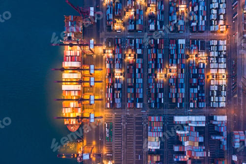 Preview: container cargo ship in the export and import business and logistics. Shipping to the harbor