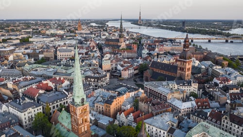 Preview: Aerial view of Riga before sunset