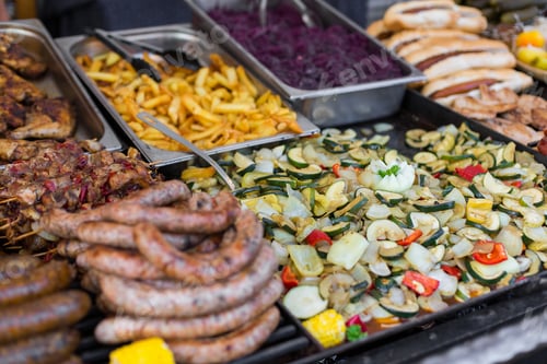 Preview: Traditional Hungarian food festival on street market. Fair in Budapest. Street food.