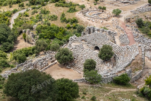 Preview: Turkey touristic area Dalyan Ortaca, Kaunos rock tombs in Dalyan, ancient city of Kaunos, Turkey.