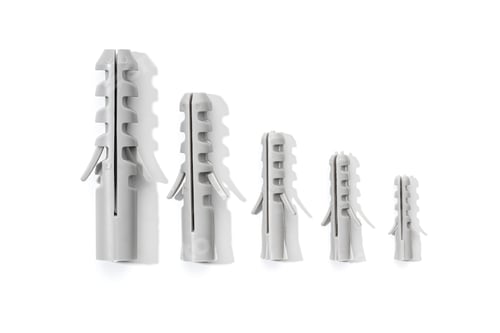 Preview: Group of Plastic dowels isolated on a white background