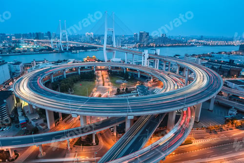 Preview: shanghai nanpu bridge at dusk