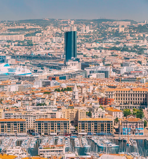 Preview: Marseille, France. Cityscape of Marseille, France. Urban background. Urban elevated view, cityscape