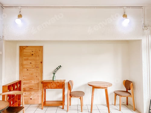 Preview: Minimal room with wooden furnitures and light.