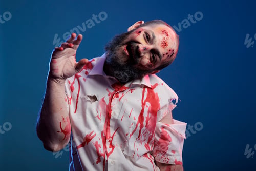 Preview: Spooky halloween zombie looking crazy evil