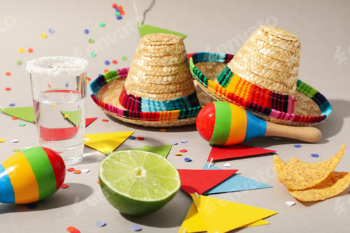 Preview: Nachos with tequila and lime on a light background