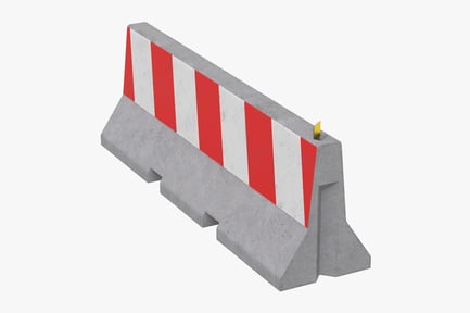 Preview: Concrete Road Barrier with Red and White Stripes