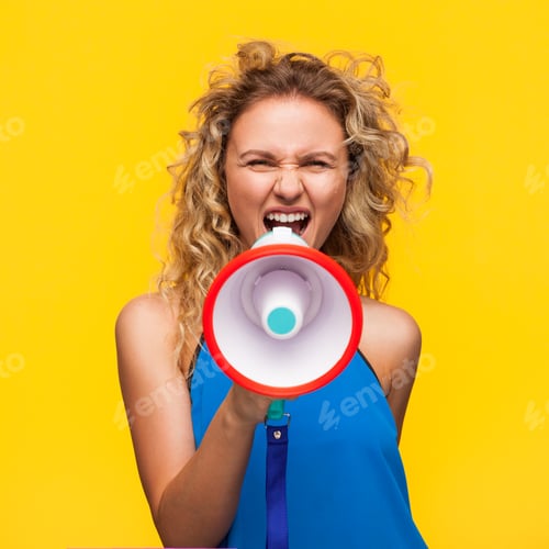 Preview: Woman yelling with loudspeaker