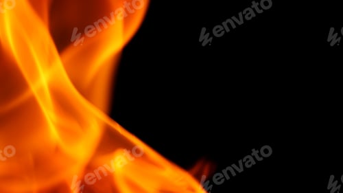 Preview: fire is flamming and burning on black background.