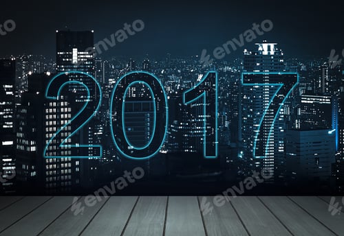 Preview: 2017 Happy New Year On Light City Night Time For Background