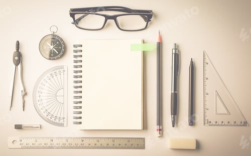 Preview: Top View Of Stationery And Blank Space For Education, Math, Office,Designing And Engineering