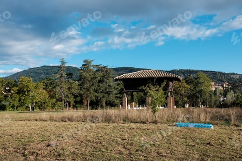 Preview: Abandoned mattress on a meadow.