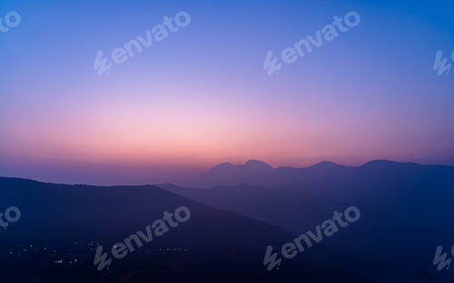 Preview: gloomy sunrise over the Mountain