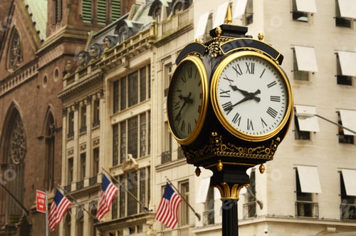 Preview: Old Clock On The Avenues Of New York City