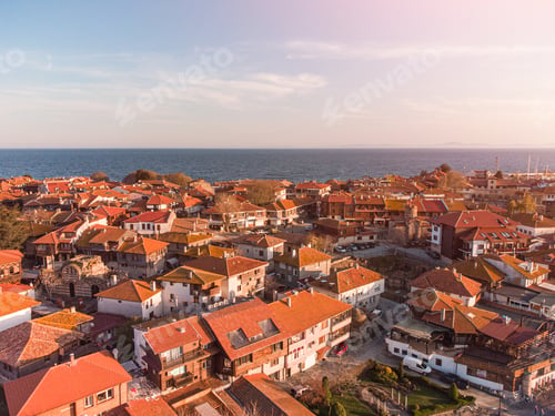 Preview: Aerial view of Nesebar, ancient city on the Black Sea coast of Bulgaria.