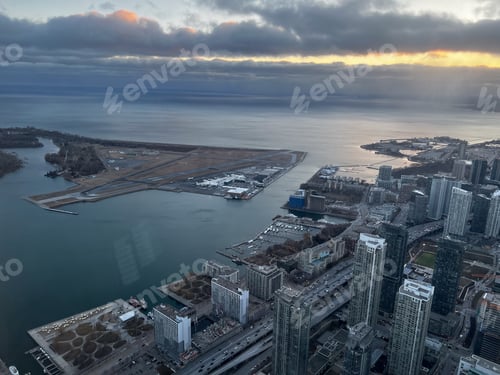 Preview: Skyscrapers from above during cloudy weather