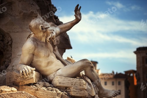 Preview: Statue In Fountain, Piazza Navona, Rome, Italy