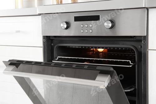Preview: Open modern oven built in kitchen furniture
