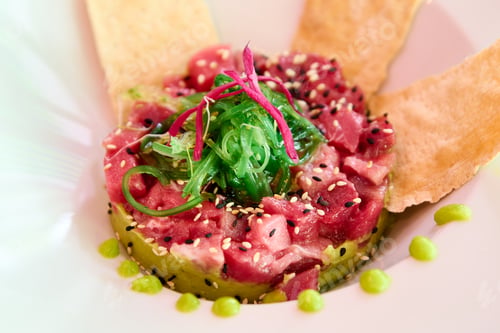 Preview: red tuna tartare with soybean oil