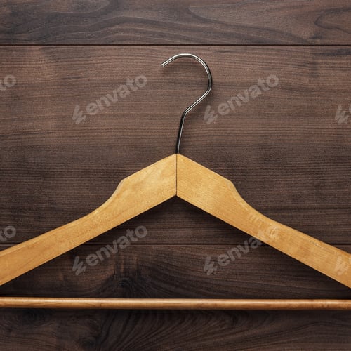 Preview: Wooden Hanger on Dark Wood Background